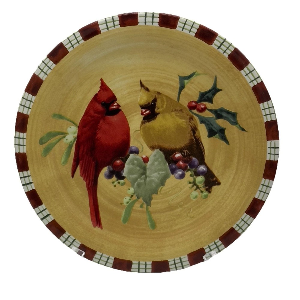 Lenox Winter Greetings Christmas Everyday Salad Plate Cardinal Birds 8.5 Inches